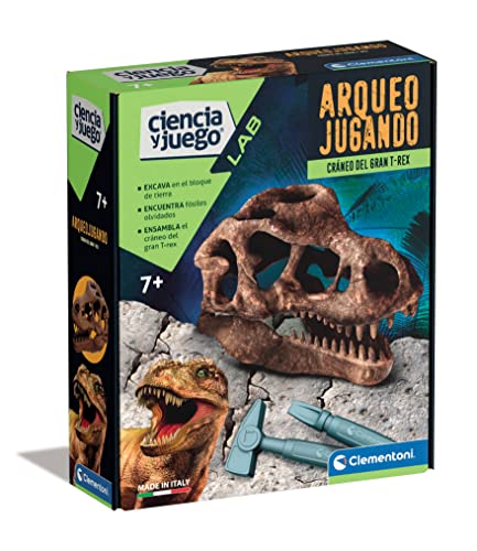 Clementoni- Arquejugando Cráneo de T-Rex Juego Educativo Ciencia, Multicolor, Mediano (55483)